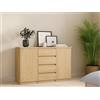 Dmora - Credenza Alix, Buffet da Soggiorno, Madia da Salotto, Dispensa da Cucina, 121x50 h91 cm, Rovere