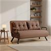 Dmora Divano Letto 2 Posti Merak 133x78 cm Marrone Sabbia Contenitore Reclinabile, Braccioli