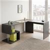 Dmora - Scrivania Sasha, Scrittoio angolare porta PC, Tavolo multiuso per ufficio, Scrivania salvaspazio multiposizione, 100% Made in Italy, cm 160x60h78, Ardesia
