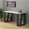 Dmora - Scrivania Ishara, Scrittoio multiuso, Tavolo per ufficio porta PC, Piano di lavoro, 140x60 h75 cm, Bianco e Antracite