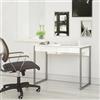 Dmora - Scrivania Pierrette, Scrittoio multiuso, Tavolo per ufficio porta PC, Piano di lavoro, 101x40 h77 cm, Bianco lucido