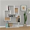 Dmora Libreria Aiyoku 101x22x132h cm Bianco 7 Ripiani Installazione a Muro, Biblioteca Colore Struttura Marrone