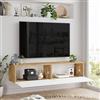 Dmora - Mobile porta TV Gallifrey, Credenza da soggiorno, Armadio basso per TV, Base parete attrezzata, 140x32 h29 cm, Quercia e Bianco