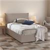 Talamo Italia Letto contenitore Una piazza e mezza Veronica, Made in Italy, Letto con rivestimento in ecopelle, Apertura frontale, con materasso cm 120x190 incluso, Tortora