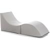 Talamo Italia Andreina Pouf Clever, trasformabile in Chaise Longue, Ecopelle, 50x70x50 cm, Made in Italy, Bianco, Pelle Sintetica, Singolo