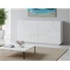 Dmora Credenza Stefano, Madia da Cucina a 4 Ante, Buffet da Soggiorno, 100% Made in Italy, cm 200x43h86, Bianco Lucido