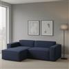 Talamo Italia - Divano fisso con penisola Daniela, Divano componibile con chaise longue sinistra, Sofà moderno in tessuto, 100% Made in Italy, Cm 240x170h70, Blu