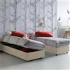 Talamo Italia Letto Singolo Melissa, Letto Contenitore con Rivestimento in Tessuto, 100% Made in Italy, Apertura Laterale, Adatto per Materasso Cm 80x190, Beige