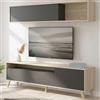Dmora - Parete attrezzata Tambo, Set da soggiorno porta TV, Mobile salotto multiuso, 180x41h180 cm, Antracite e Rovere Nodi