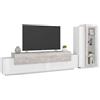Dmora Parete Attrezzata Mirko 45x280x121h cm Bianco Lucido Modulabile 12 Ripiani, 14 Vani Made in Italy