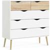 Dmora - Cassettiera Clothilde, Settimino multiuso, Comò camera da letto, Mobile con cassetti, 98x39 h100 cm, Bianco e Quercia