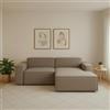 Talamo Italia - Divano fisso con penisola Lidia, Divano componibile con chaise longue destra, Sofà moderno in tessuto, 100% Made in Italy, Cm 240x170h70, Tortora