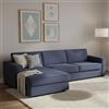 Dmora Talamo Italia - Divano letto con penisola Adima, Sofà apertura girevole, Penisola contenitore Sinistra, Braccioli slim, 100% Made in Italy, Cm 260x95h90, Blu