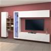 Dmora Parete Attrezzata Dino 30x280x180h cm Bianco Lucido 17 Ripiani 4 Ante, 20 Vani Made in Italy