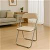 Dmora - Sedia pieghevole Marbella, salvaspazio, per ospiti, Seduta per riunioni in simil ecopelle, 43x47h80 cm, Beige
