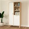Dmora - Vetrina Esme, Credenza espositiva, Vetrinetta multiuso, Madia da soggiorno, 89x40 h188 cm, Rovere e Bianco