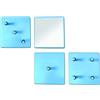 HAKU Set Appendiabiti Blu, Metallo, Specchio - Dim. L 15 cm x A 15 cm x P 6 cm, Stile Moderno