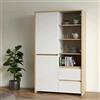 Dmora - Vetrina Nadine, Credenza espositiva, Vetrinetta multiuso, Madia da soggiorno, 100x48 h170 cm, Rovere e Bianco lucido