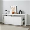 Dmora - Credenza Willer, Buffet da soggiorno a 3 ante, Madia da salotto, Credenza moderna, 100% Made in Italy, 200x40h80 cm, Bianco lucido