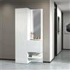Dmora - Mobile da ingresso Vinicio, Armadietto multifunzione a 2 ante, Mobile multiuso con specchio, 90x35h190 cm, Bianco