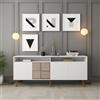 Dmora - Credenza Rotanev, Buffet da Soggiorno, Madia da Salotto, Dispensa da Cucina, 180x35 h79 cm, Bianco