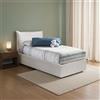 Talamo Italia - Letto singolo Livia, Letto contenitore con rivestimento in ecopelle, 100% Made in Italy, Apertura laterale, adatto per materasso Cm 80x190, Bianco