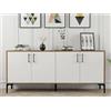 Dmora - Credenza Orionis, Buffet da soggiorno, Madia da salotto, Dispensa da cucina, 180x35h78 cm, Noce e Bianco