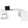 Dmora Scrivania Antonino 60x160x78h cm Bianco Lucido 2 Ripiani Supporto pc, Materiale Piano in Legno Nobilitato Made in Italy