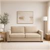 Dmora Talamo Italia - Divano fisso 2 posti Manuela, Sofà Soggiorno in tessuto, Braccioli standard, 100% Made in Italy, Cm 200x95h90, Beige
