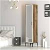Dmora - Armadio multiuso 1 anta Acrux, Pensile bagno o cucina, Armadio alto multifunzione, Mobiletto multiuso, 40x201h48 cm, Noce e Bianco