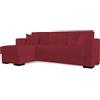 Dmora Divano Letto con penisola Fernando, Divano ad Angolo Reversibile, Sofà Contenitore da Soggiorno con Chaise Longue e 2 Cuscini, 230x150h81 cm, Rosso