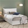 Dmora Talamo Italia - Letto piazza e mezza Olivia, Letto contenitore con rivestimento in ecopelle, 100% Made in Italy, Apertura frontale, adatto per materasso Cm 120x200, Bianco