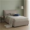 Talamo Italia - Letto piazza e mezza Angela, Letto contenitore con rivestimento in ecopelle, 100% Made in Italy, Apertura frontale, adatto per materasso Cm 120x190, Tortora