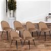Dmora - Set di 6 sedie Stinson, Poltrona rivestita in velluto, Sedia da pranzo imbottita, Seduta per riunioni, 51x54h82 cm, Beige