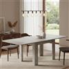 Dmora - Tavolo allungabile Otto, Consolle ausiliare da cucina, Tavolo allungabile, 100% Made in Italy, cm 90x90h75, Cemento