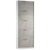 Dmora - Scarpiera Margherita, Mobile multiuso da ingresso con 5 ante a ribalta, Armadietto portascarpe moderno, 100% Made in Italy, 67x18h184 cm, Cemento e Bianco
