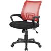 Dmora - Sedia da Ufficio Lismore, Sedia operativa a Rete con braccioli, Seduta ergonomica da Ufficio, Cm 59x54h90/100, Nero e Rosso