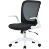 Dmora - Sedia da Ufficio Wellington, Poltrona direzionale a Rete con braccioli, Seduta ergonomica con braccioli Pieghevoli, Cm 60x59h86/96, Nero e Bianco