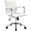 Dmora - Sedia da Ufficio Omarama, Poltrona direzionale con braccioli, Sedia ergonomica da Ufficio, Bianco, Cm 62x54h92/102