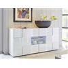 Dmora - Credenza Comelico, Buffet da Soggiorno, Madia da Salotto, Dispensa da Cucina, Made in Italy, 181x43 h84 cm, Bianco Lucido