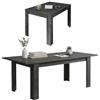 Dmora - Tavolo allungabile Corbara, Consolle con allunghe, Tavolo da pranzo multiuso, Ripiano estensibile da cucina, Made in Italy, 137x90 h79 cm, Ardesia