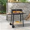 casa.pro Barbecue Portatile a Carbonella Carrello BBQ in Acciaio con Frangivento Griglia Regolabile in Altezza e Ripiani in Bambù 78 x 86 x 30 cm