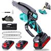 Olubfdh Mini Motosega a Batteria Con 2×2000mah Batterie e Caricatore Rapido, 550W 6 Pollici Motosega Elettrica Con Pompetta Olio e Blocco di Sicurezza Per il Taglio Del Legno e Giardini