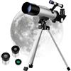 Abaodam Telescopio Astronomico Rifrattore Portatile con Treppiede Regolabile, 18x/27x/60x/90x, Obiettivo 50mm, Focale 360mm, Argento, per Principianti