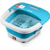 TZS First Austria - Idromassaggio Plantare 500W - Massaggiatore piedi con 3 accessori & 8 rulli - Massaggio a vibrazione & bolle d'aria, infrarossi & riscaldamento - Pieghevole fino al 47 - Blu