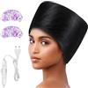 Totofac Cappello termico per trattamenti di profondità, cuffia a vapore per maschere per capelli, Haardampfer, cuffia riscaldante con 2 modalità di temperatura per spa, salone, casa - Nero (Nero)