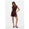 Desigual, Vestito in velluto floreale m. c. lacroix, Donna, Rosso, L