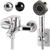 Eozakavod Rubinetto per Vasca da Bagno con Doccetta 4 Modalità Miscelatore Vasca da Bagno Miscelatore Doccia Monocomando Rubinetto Doccia per Vasca a Parete con Supporto e 1,5M Flessibile (Argento Set)