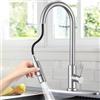 NIKYJM Rubinetto Cucina con Doccetta Estraibile, Rubinetto Lavello Cucina in Acciaio Inox Miscelatore per Cucina con Base Rimovibile, Girevole a 360 °, 2 Modalità Dell'acqua (Argentato-V2)