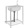 Zoobotanica Lavello mobile in acciaio inox, per ristorante, lavanderia, garage, giardino (60 x 45 x 82 cm)